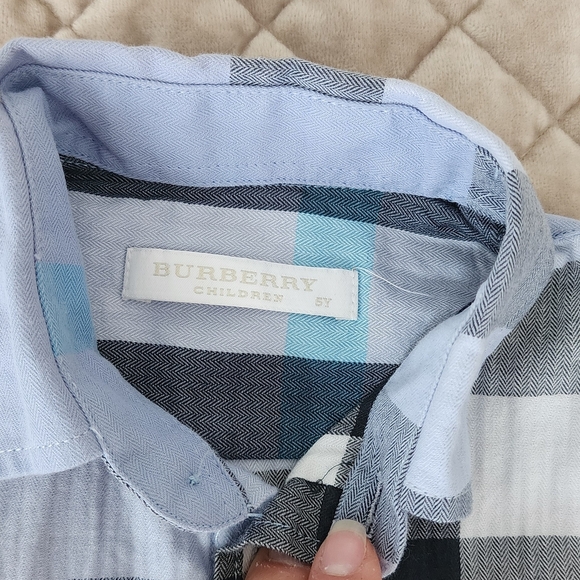 Burberry Blue and Black Plaid Button Down Shirt - Picture 3 of 3